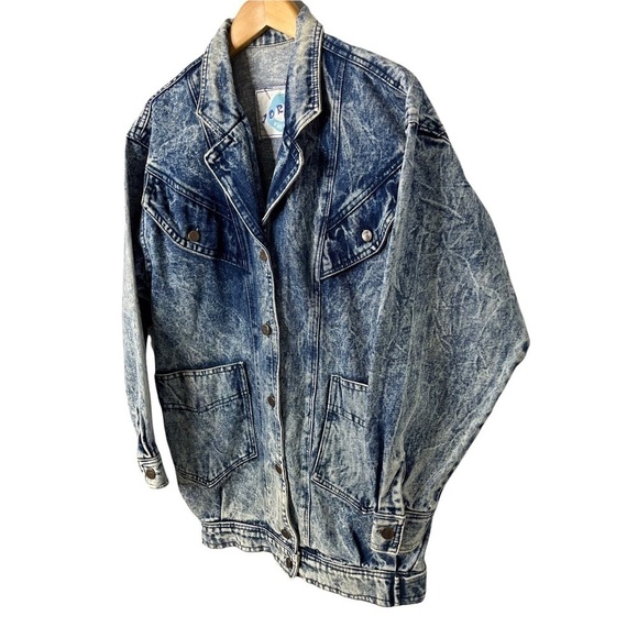 Jorda Oversized Acid Wash Denim Jean Jacket Blue Size Small 80’s Vintage - Picture 2 of 7